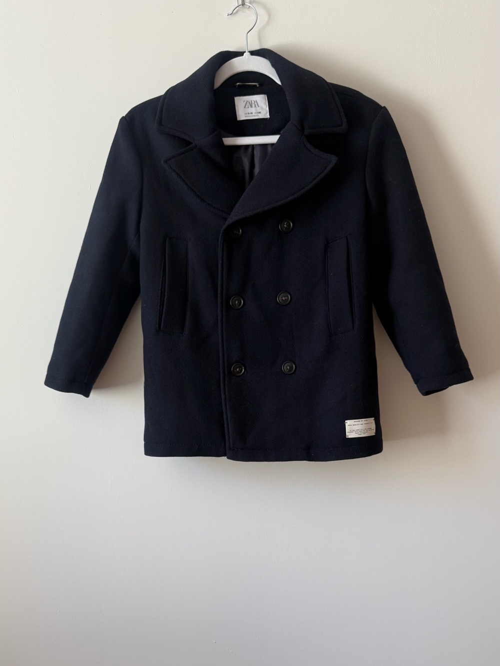 ZARA Boys Navy Peacoat Jacket Size 9-10 (140) Like New